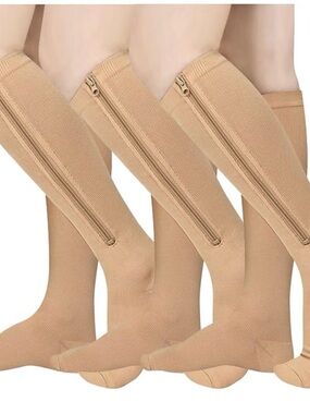 3 pair Zippered Compression Socks Toe Style XXXL